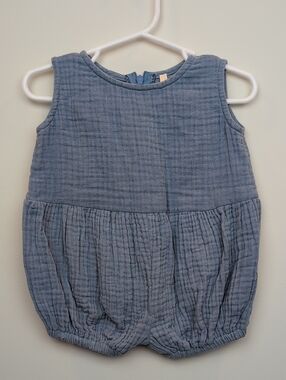 Bloom Blue Muslin Double Gauze Baby Romper, NO SIZE TAG